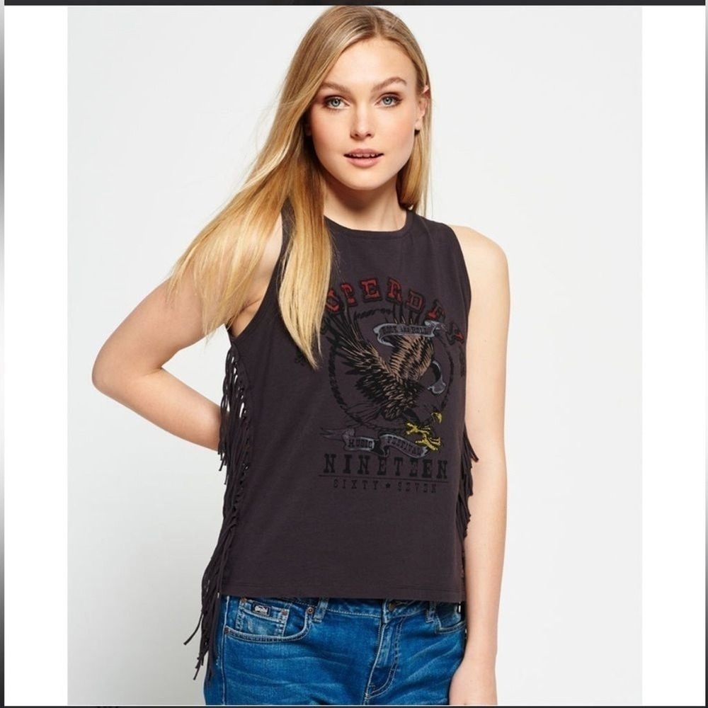 SUPERDRY The Festival Fringe Top Size S Bohemian Concert Grunge